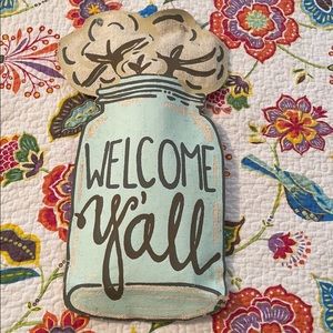 Glory Haus Welcome Y’all Mason Jar Burlee NWT